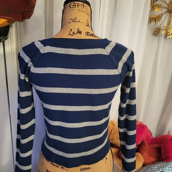 Aviva Navy and grey halter sweater - Picture 2 of 4